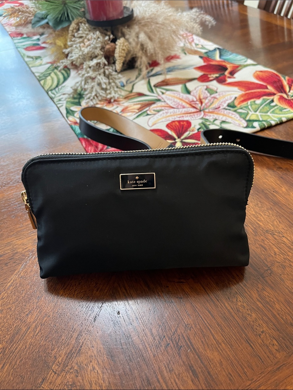 kate spade Black Nylon waist Pouch with Gold Hardware